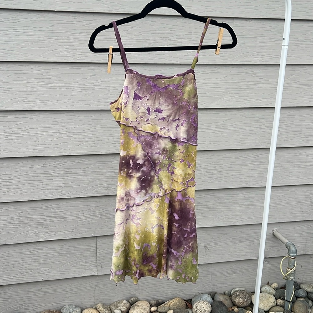 Purple and green dress
